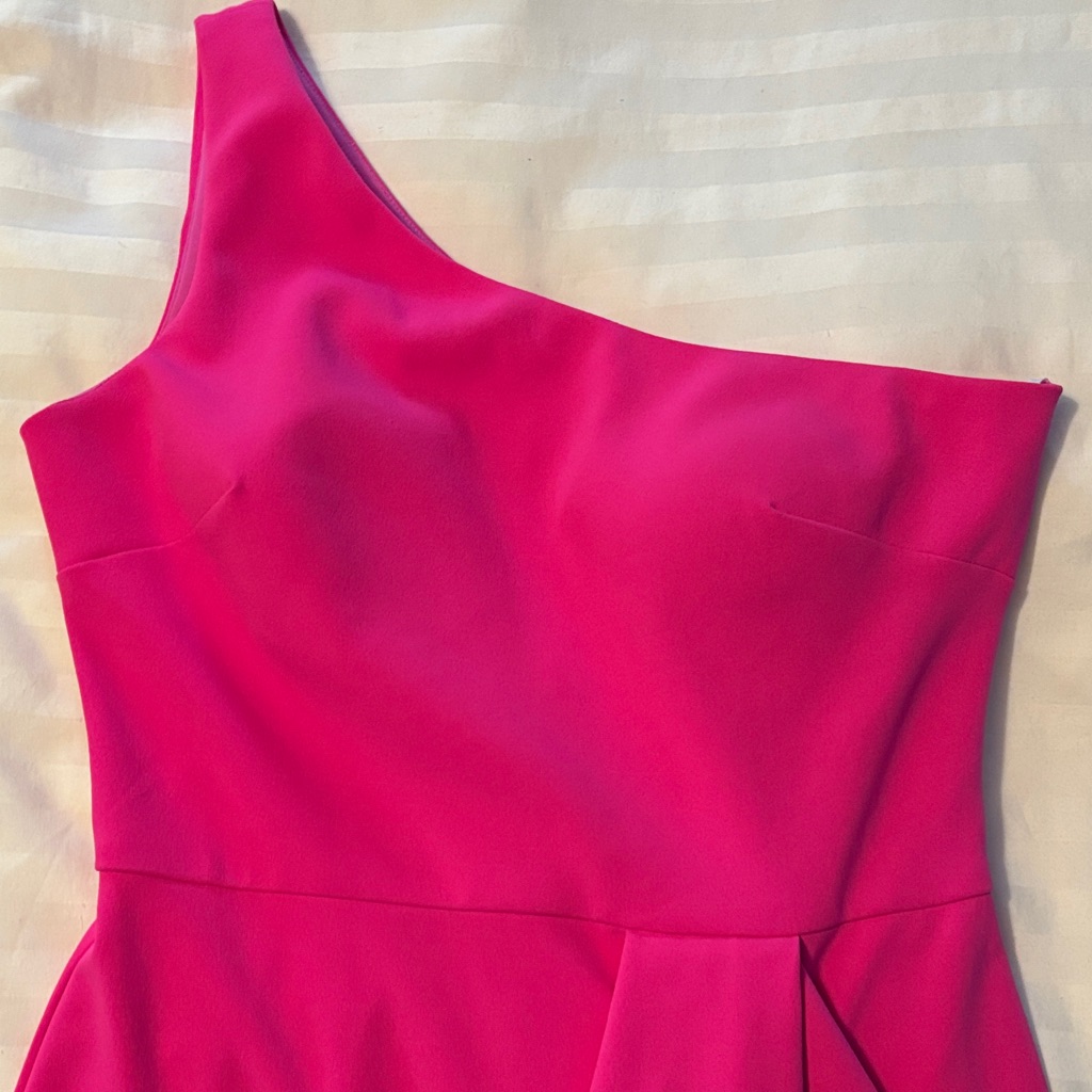 Betsy & Adam Vibrant Pink One-Shoulder Dress